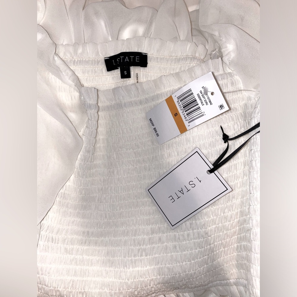 1. State Smock Bodice Ruffle Hem Long Sleeve Minidress - Picture 9 of 11